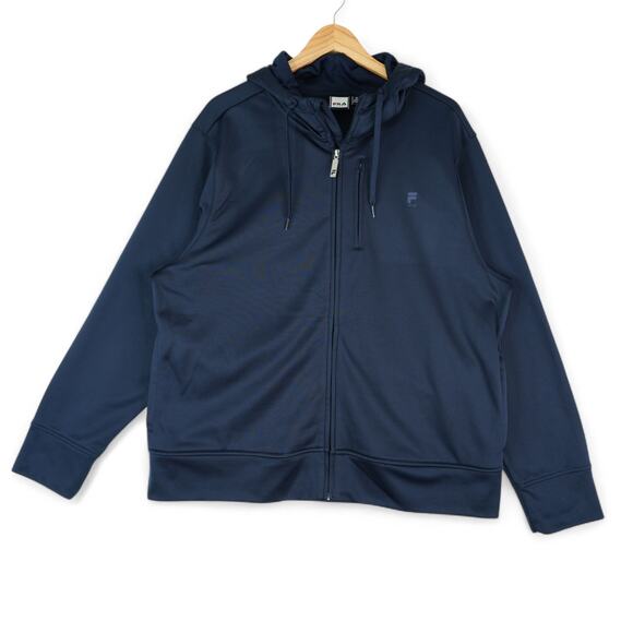 Fila Sport Hoodie Jacket Mens XL Navy Blue Full Zip Athletic Performance Tech - Picture 1 of 9